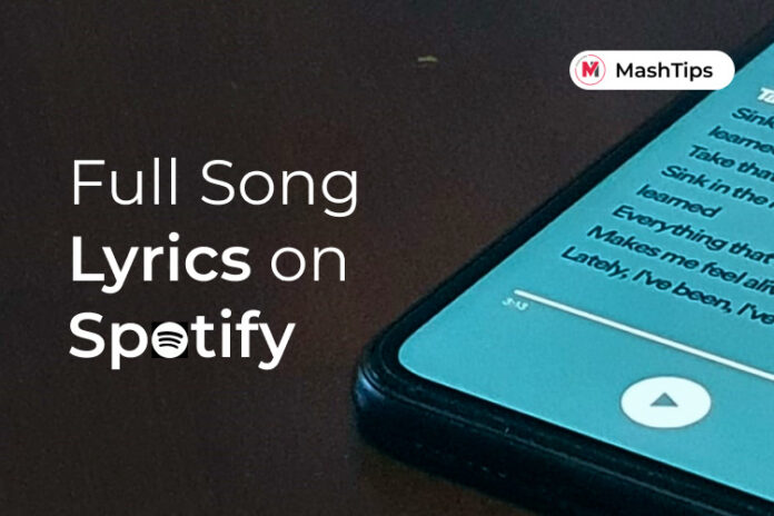 Lyrics for spotify song desktop